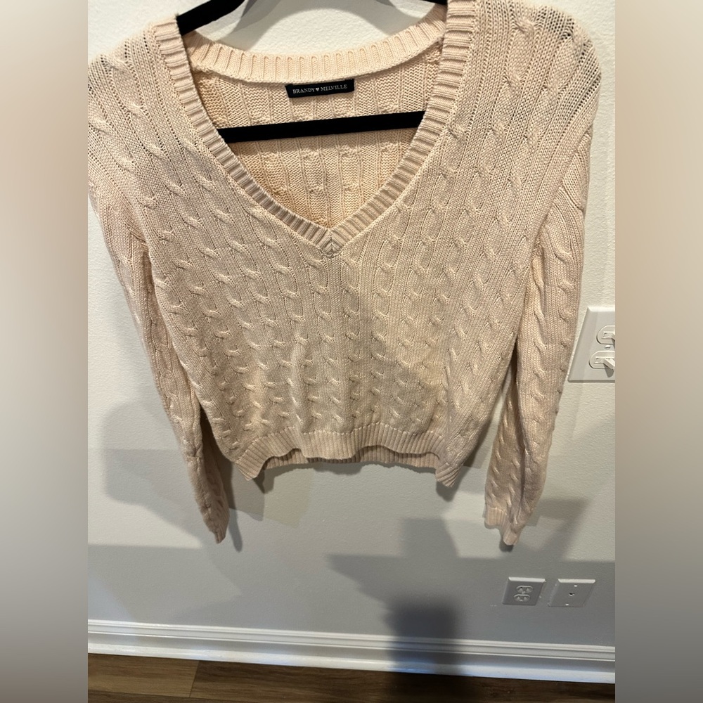 Brandy Melville Cream Cable Knit Sweater